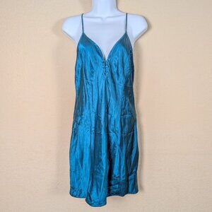 Vintage 90s Victoria's Secret Gold Label Chemise Slip Dress 100% Silk sz L Slit